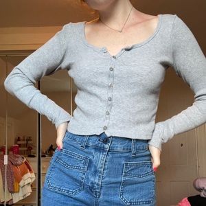 Brandy Melville Gray Button Up